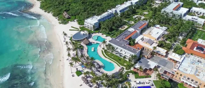 Dreams Tulum Resort & Spa Aerial View Aerial view of Dreams Tulum Resort & Spa, beachfront and pools