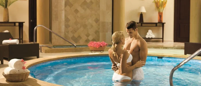 Dreams Tulum Resort & Spa Indoor Spa Pool Couple in an indoor spa pool at Dreams Tulum Resort & Spa